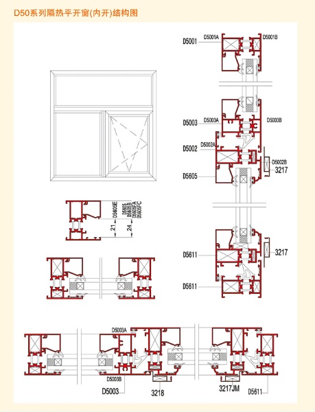 山东建美铝业d50隔热(内)平开窗系列