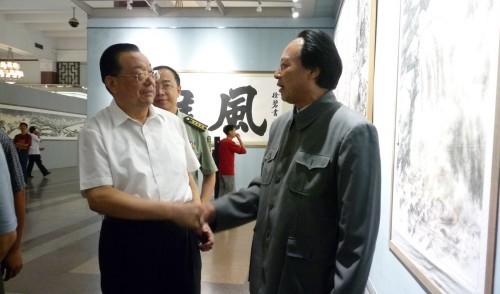毛泽东特型演员古云走进军人的崇高书画艺术展